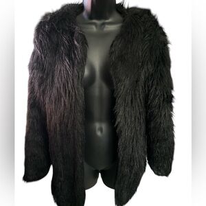 Source Unknown Black Faux Fur Jacket